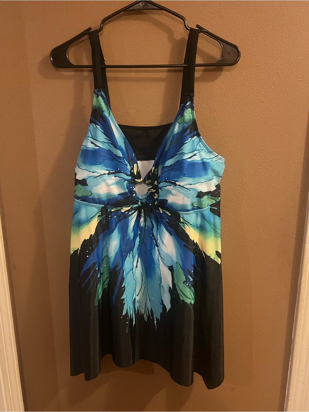Blue Burst Print Women’s Tankini Top